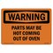 Signmission OSHA WARNING Sign, Parts May Hot Coming Out Of Oven, 18in X 12in Aluminum, 18" W, 12" H, Landscape OS-WS-A-1218-L-12295 - alternate 1